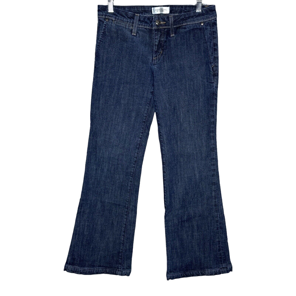 Habitual Jeans Womens 4 Blue Flare Leg Low Rise Dark Wash Fading Everyday Casual